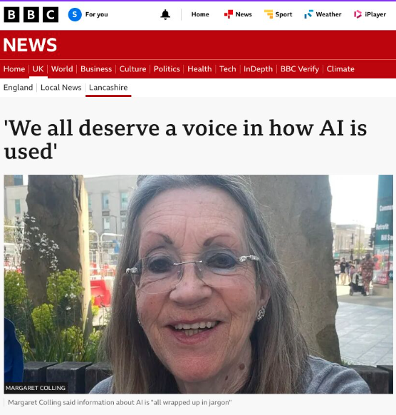 Margaret, a member of the Connected by Data People’s Panel on AI featured as part of the “Let’s Talk AI” launch in early April 2026
