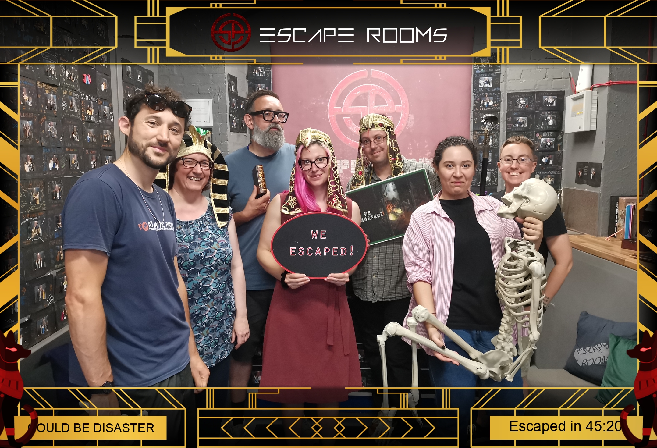 Photo of the Connected by Data team having escaped the Escape Room