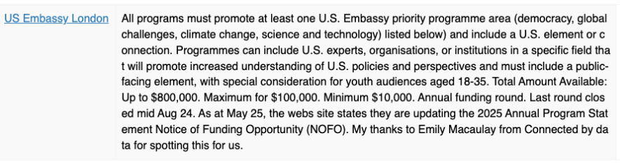 Image of the text on the Charity Excellence Framework shouting out Emily